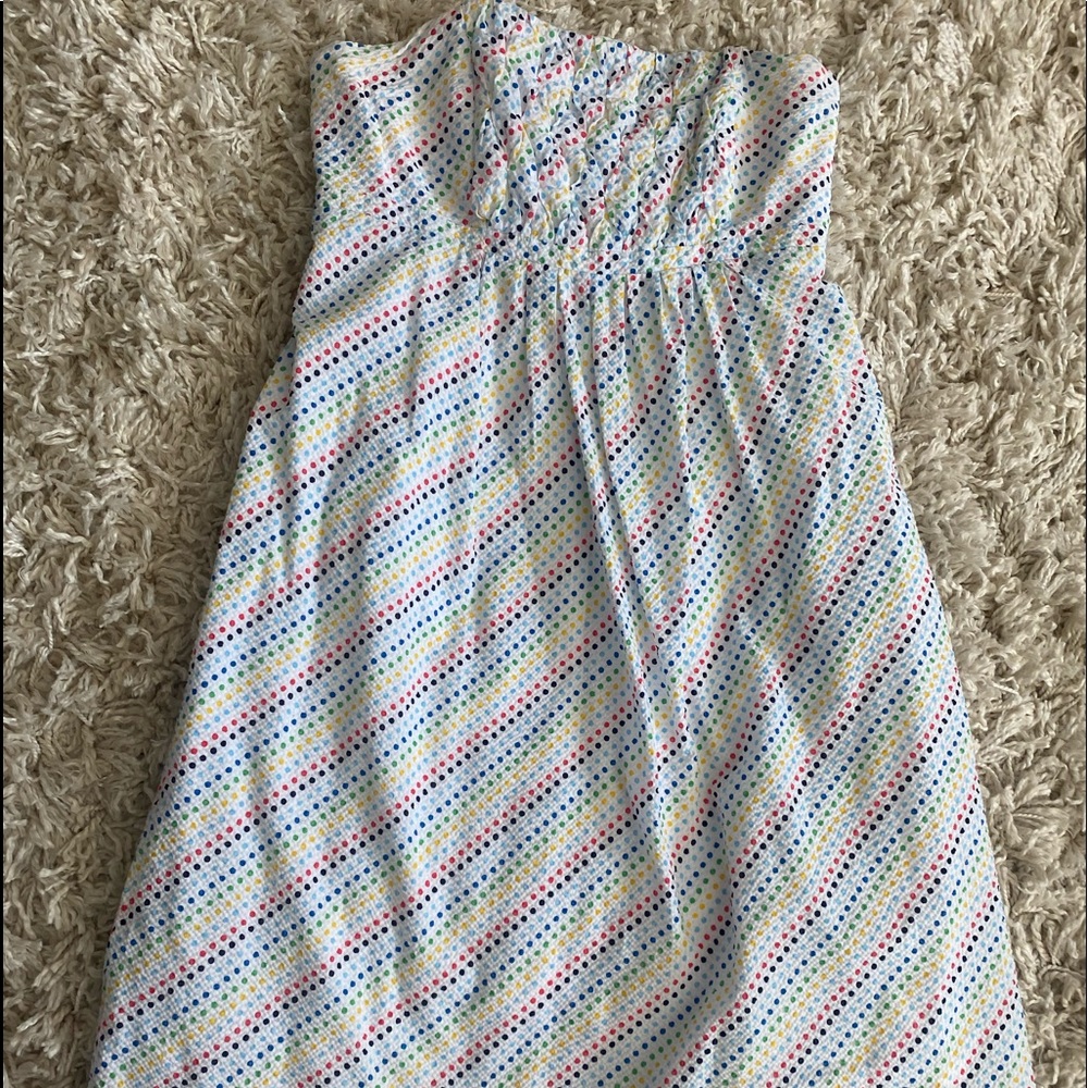 Lilly Pulitzer Multi-color Polka Dot Seersucker Strapless Dress, Size 0 dress - Picture 5 of 8